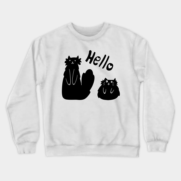 "Hello" Black Cats Crewneck Sweatshirt by saradaboru